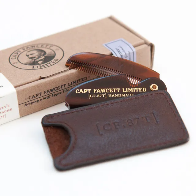 captain-fawcett-folding-pocket-moustache-comb-cf-87t-mit-lederetui-faltender-sch image 1