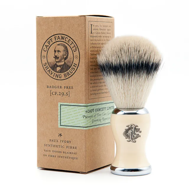 captain-fawcett-faux-badger-shaving-brush-veganer-synthetischer-rasierpinsel image 1