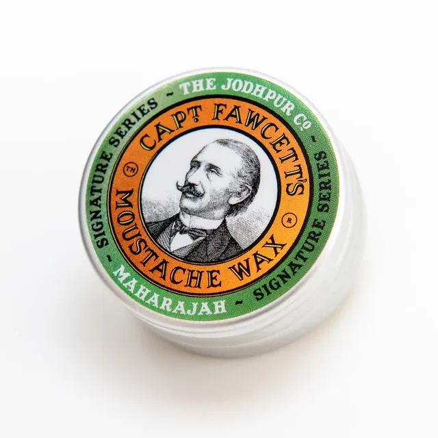 captain-fawcett-maharajah-moustache-wax-schnurrbartwachs-mit-rosen-gew-rz-zedern image 1