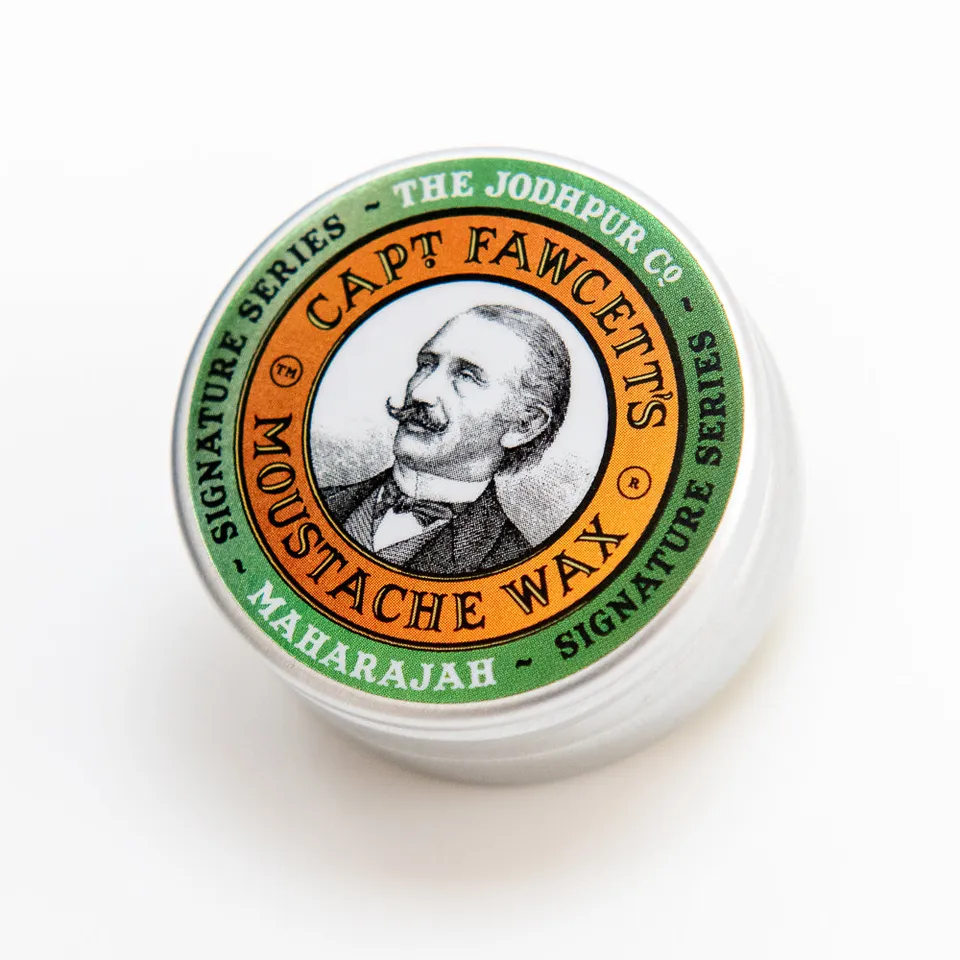 captain-fawcett-maharajah-moustache-wax-schnurrbartwachs-mit-rosen-gew-rz-zedern image 1