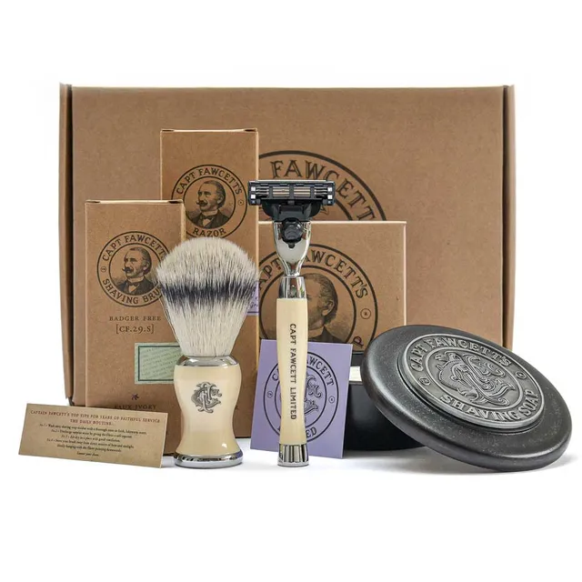 captain-fawcett-shave-brush-razor-soap-gift-set-nassrasur-set-mit-safety-razor-f image 1