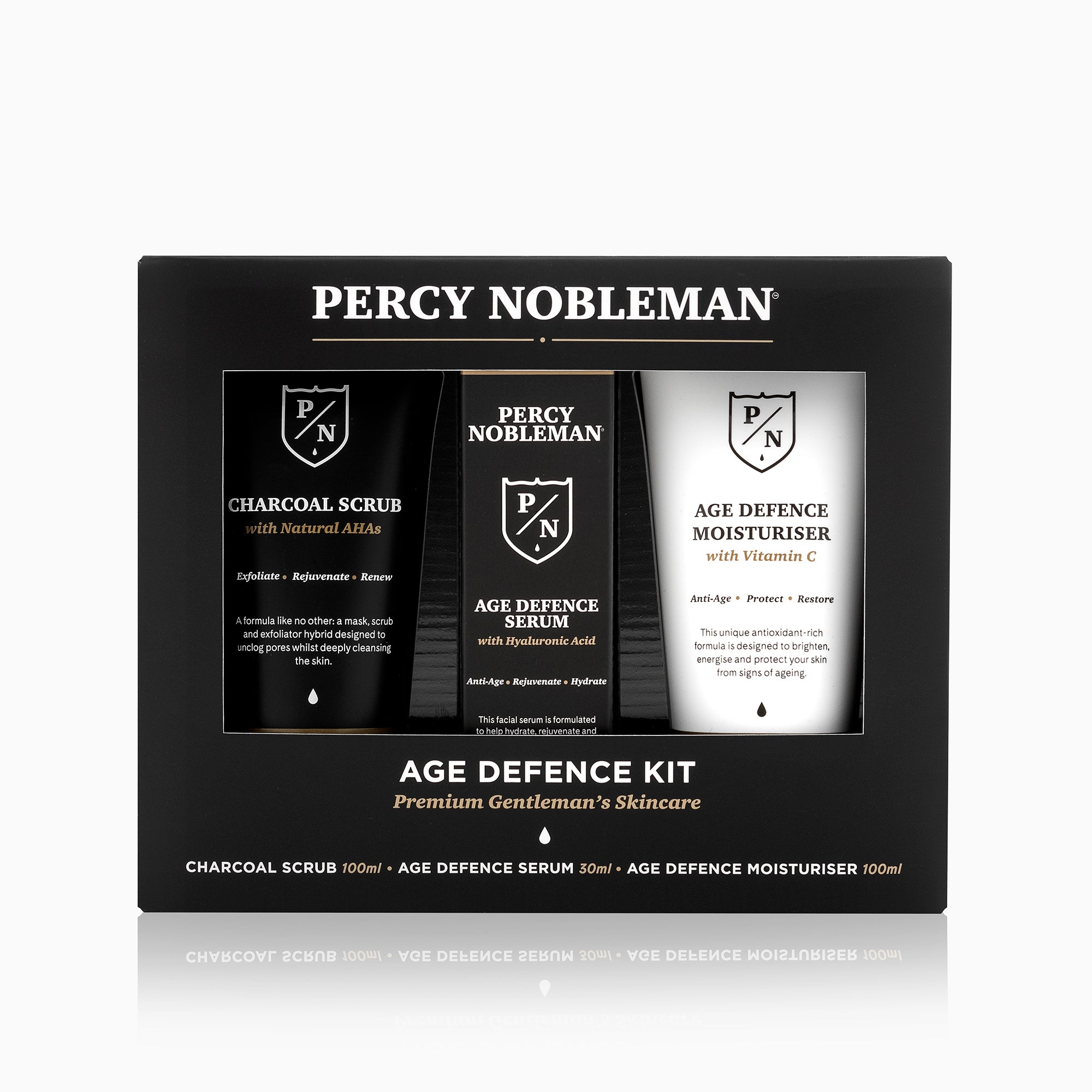 percy-nobleman-age-defence-kit-3-teiliges-hautpflege-set-mit-charcoal-scrub-seru image 1