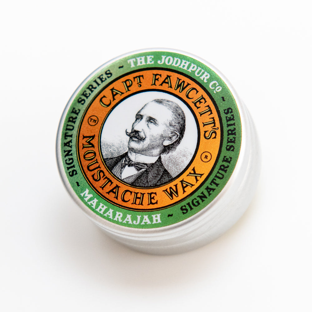 captain-fawcett-maharajah-moustache-wax-schnurrbartwachs-mit-rosen-gew-rz-zedern image 1